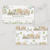 かわいいジャングル動物のトレイングリーンおむつラッフル エンクロージャーカード (正面/裏面)