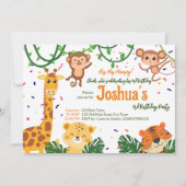 かわいいジャングル動物のパーティの招待状テンプレート 招待状 (正面)