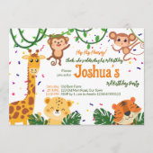 かわいいジャングル動物のパーティの招待状テンプレート 招待状 (正面)