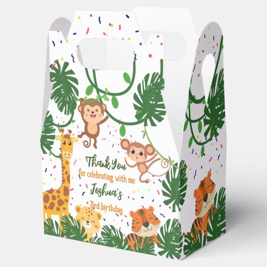 かわいいジャングル動物のパーティーサファリ誕生日 フェイバーボックス (オープン)