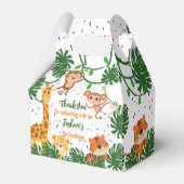 かわいいジャングル動物のパーティーサファリ誕生日 フェイバーボックス (正面サイド)