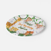 かわいいジャングル動物のパーティーハッピーバースデー ペーパープレート (アングル)