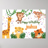 かわいいジャングル動物のパーティーバナー ポスター (正面)