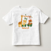 かわいいジャングル動物のパーティーパーソナライズされた誕生日 トドラーTシャツ (正面)