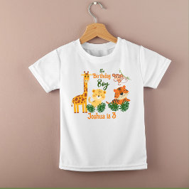 かわいいジャングル動物のパーティーパーソナライズされた誕生日 トドラーTシャツ