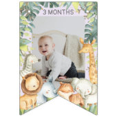 かわいいジャングル動物の女の子1歳の誕生日写真バナー バンティングフラッグ (第2の旗)