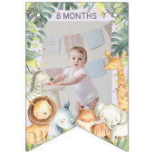 かわいいジャングル動物の女の子1歳の誕生日写真バナー バンティングフラッグ (第3の旗)