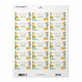 かわいいジャングル動物の子ども保育子付きベビーシッター ラベル (フルシート)