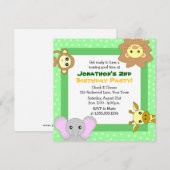 かわいいジャングル動物の子供の誕生日招待状 招待状 (正面/裏面)