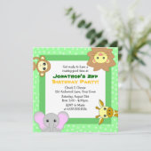 かわいいジャングル動物の子供の誕生日招待状 招待状 (スタンド正面)