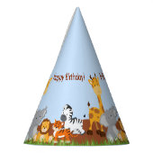 かわいいジャングル動物の少年の誕生日パーティーハット パーティーハット (左)