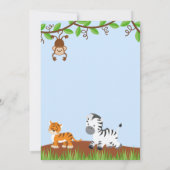 かわいいジャングル動物の男の子の誕生日パーティーの招待 招待状 (裏面)
