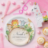 かわいいジャングル動物の緑のベビーシャワー誕生日 ペーパープレート (パーティー)
