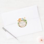 かわいいジャングル動物の緑のベビーシャワー誕生日 ラウンドシール (封筒)