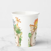 かわいいジャングル動物の緑のベビーシャワー誕生日 紙コップ (左)