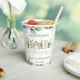 かわいいジャングル動物の緑の中性ベビーシャワー 紙コップ