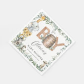 かわいいジャングル動物の緑の男の子の赤ちゃんシャワー スタンダードランチョンナプキン (角)