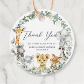 かわいいジャングル動物の緑の男の子の赤ちゃんシャワー フェイバータグ (裏面)