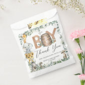 かわいいジャングル動物の緑の男の子の赤ちゃんシャワー フェイバーバッグ (封をした状態)