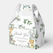 かわいいジャングル動物の緑の男の子の赤ちゃんシャワー フェイバーボックス (裏面サイド)