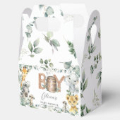 かわいいジャングル動物の緑の男の子の赤ちゃんシャワー フェイバーボックス (オープン)