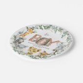 かわいいジャングル動物の緑の男の子の赤ちゃんシャワー ペーパープレート (アングル)