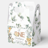 かわいいジャングル動物の緑の男の子ガール1歳の誕生日 フェイバーボックス (オープン)