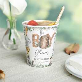 かわいいジャングル動物の緑の男の子納屋ベイビーシャワー 紙コップ