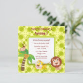 かわいいジャングル動物の誕生パーティー 招待状 (スタンド正面)