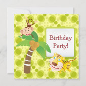 かわいいジャングル動物の誕生パーティー 招待状 (裏面)