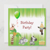 かわいいジャングル動物の誕生パーティー 招待状 (裏面)