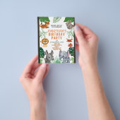 かわいいジャングル動物の誕生日パーティーの招待状 チラシ (手)