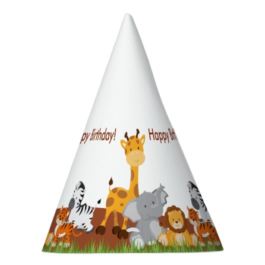 かわいいジャングル動物の誕生日パーティーハット パーティーハット (右)