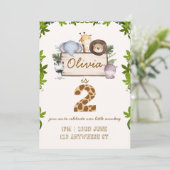 かわいいジャングル動物の誕生日招待状カード 招待状 (スタンド正面)