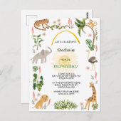 かわいいジャングル動物の誕生日2 ポストカード (正面/裏面)
