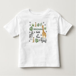 かわいいジャングル動物の誕生日3 トドラーTシャツ