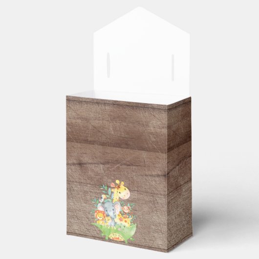 かわいいジャングル動物の赤ちゃんシャワーお願いボックス フェイバーボックス (オープン)