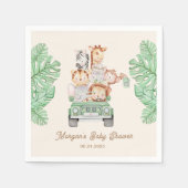 かわいいジャングル動物の赤ちゃんシャワー スタンダードカクテルナプキン (正面)