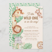 かわいいジャングル動物の赤ちゃんシャワー 招待状 (正面/裏面)
