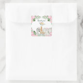 かわいいジャングル動物の赤ちゃん女の子シャワーの好意 スクエアシール (バッグ)