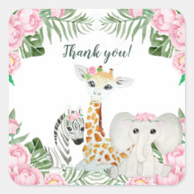 かわいいジャングル動物の赤ちゃん女の子シャワーの好意