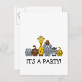 かわいいジャングル動物はあなたの文字を加えます インビテーションポストカード (正面/裏面)