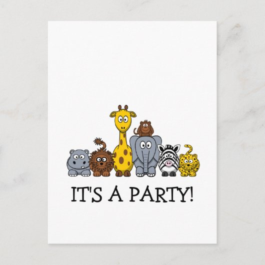 かわいいジャングル動物はあなたの文字を加えます インビテーションポストカード (正面)
