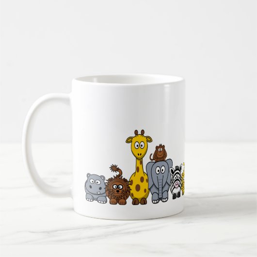 かわいいジャングル動物はあなたの文字を加えます コーヒーマグカップ (左)
