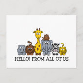 かわいいジャングル動物はあなたの文字を加えます ポストカード (正面)