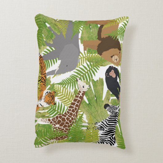 かわいいジャングル動物サファリボーイ |女の子 アクセントクッション (裏面(縦))