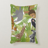 かわいいジャングル動物サファリボーイ |女の子 アクセントクッション (正面(垂直))
