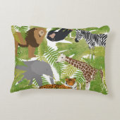 かわいいジャングル動物サファリボーイ |女の子 アクセントクッション (裏面)