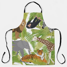 かわいいジャングル動物サファリボーイ |女の子 エプロン