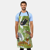 かわいいジャングル動物サファリボーイ |女の子 エプロン (着用した状態)